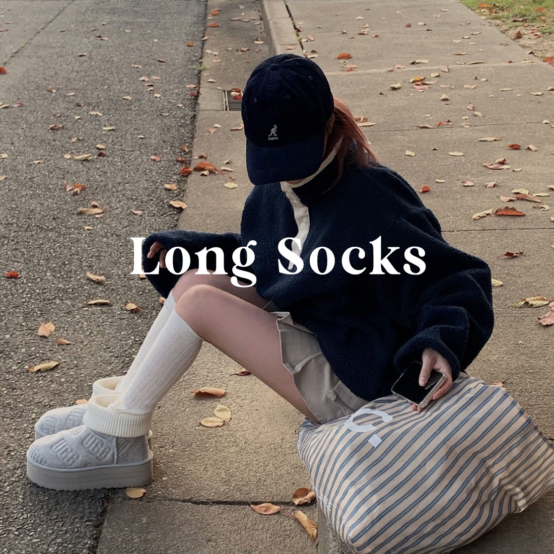 포인트 골지 롱 삭스 - socks